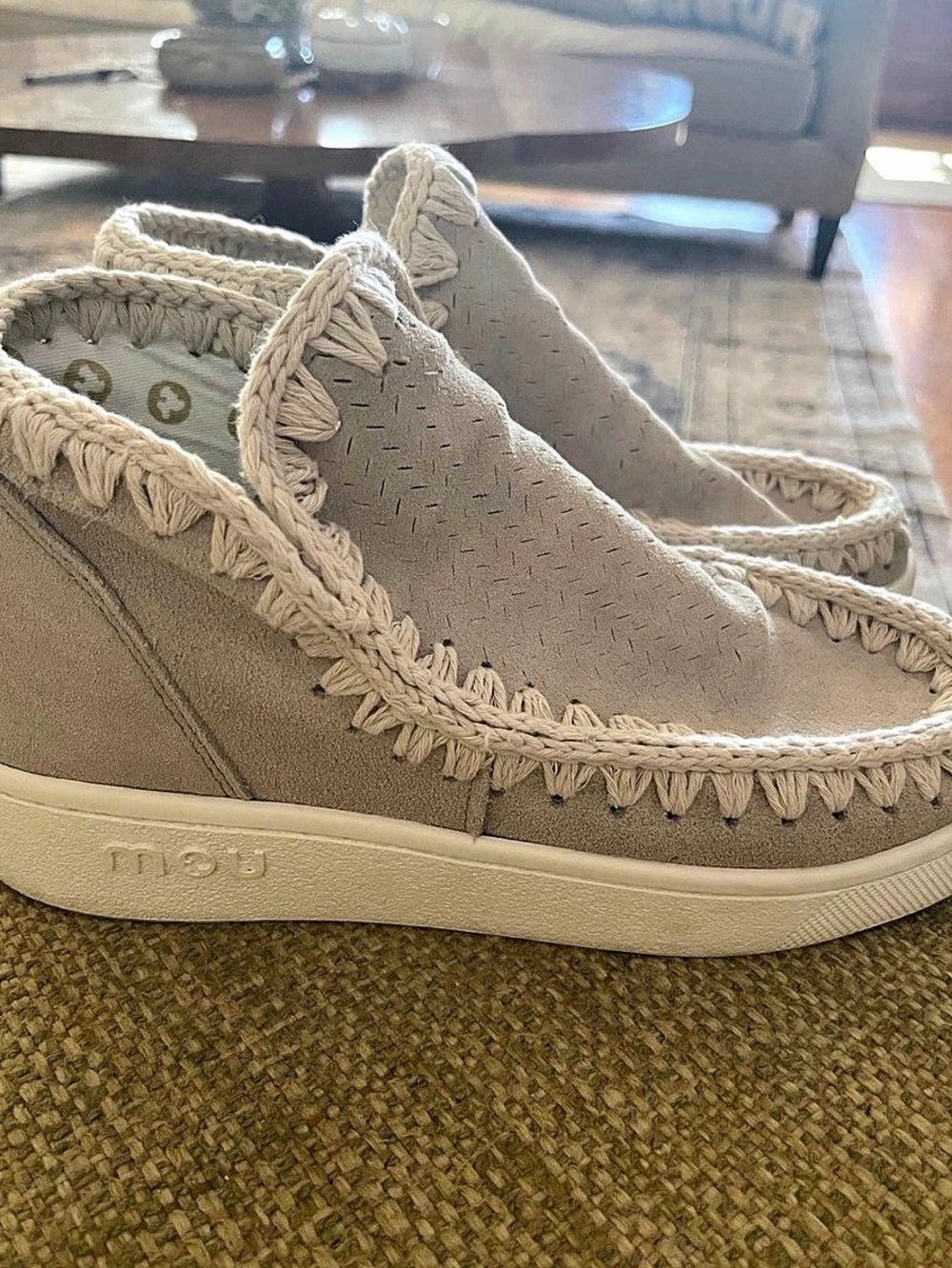 Mou Braided Trim boots in sand